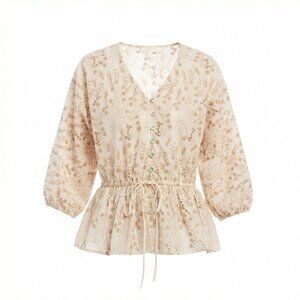 Karen Kane Blouson Sleeve Tie Front Top Blouse Women’s